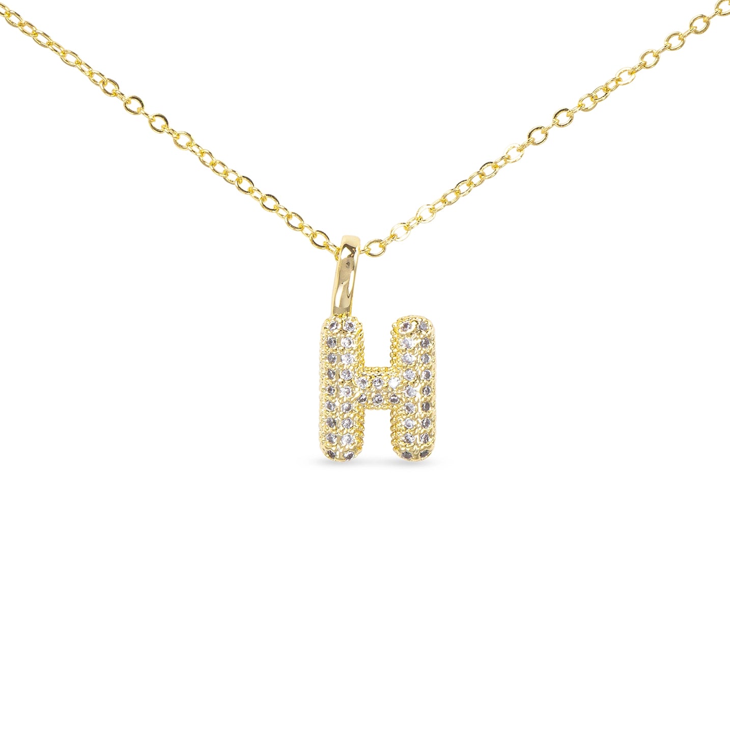 Gold CZ Large - Initial Necklaces