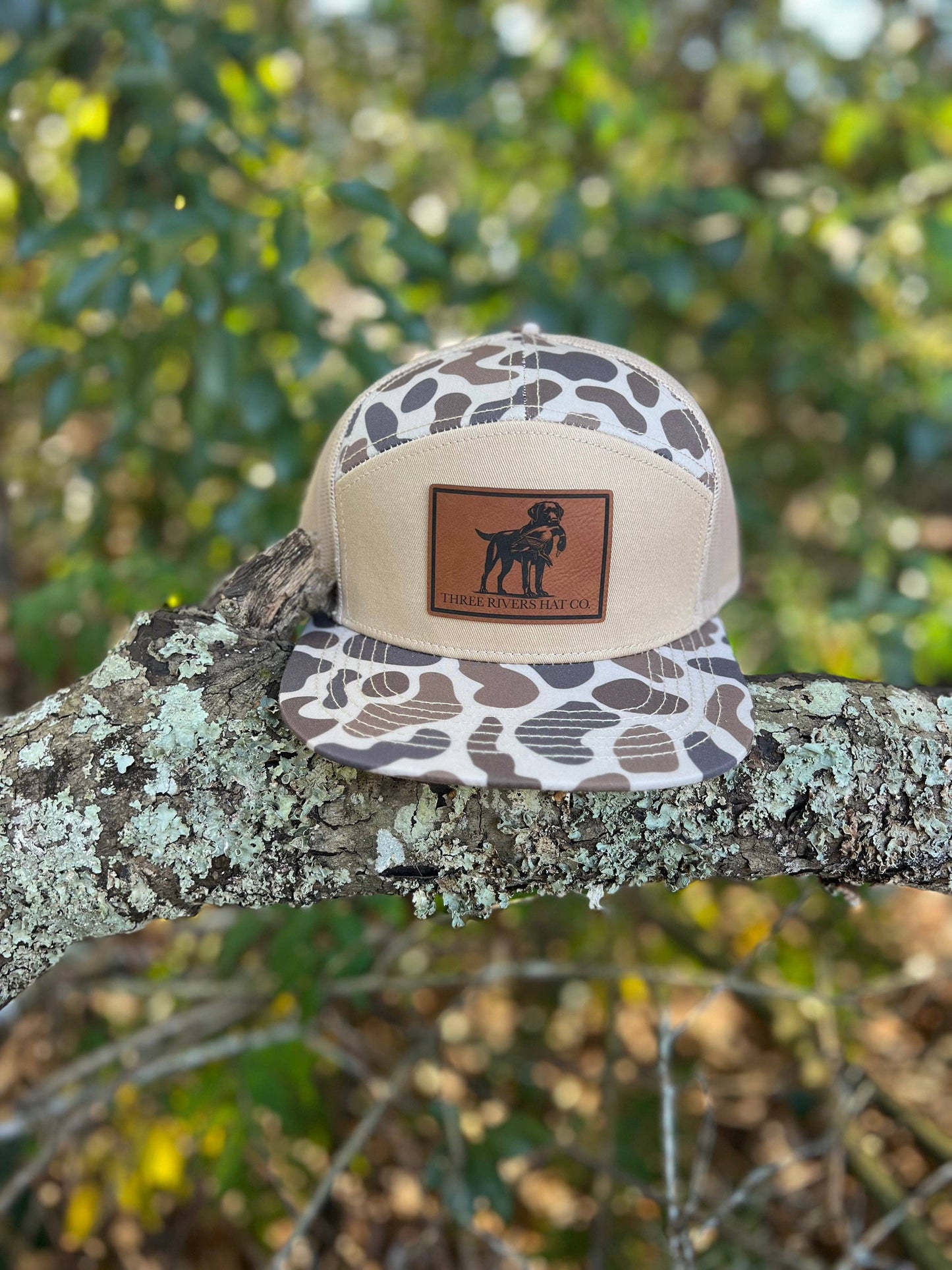 Duck Dog - “Old’s Cool” Camo Flatbill Snapback - Lost Hat Co. 7 panel: Old’s Cool Slough