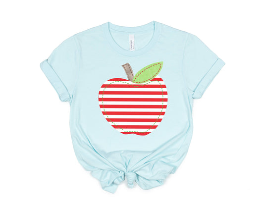 Patchwork Apple Light Blue Tee
