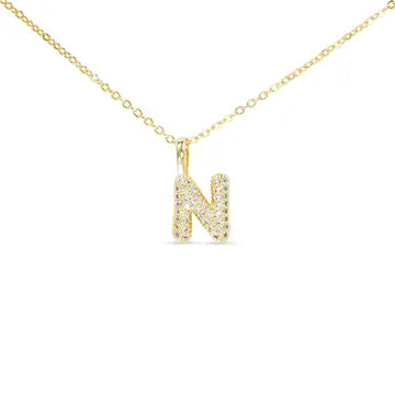 Gold CZ Large - Initial Necklaces