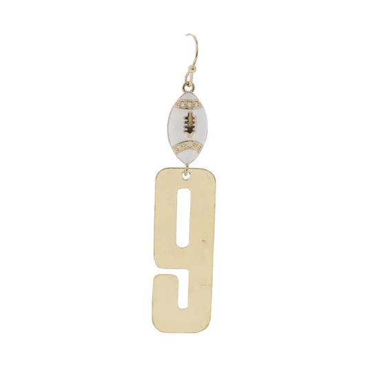 Number 9 Football Earring