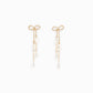 Long Bow Pearl Deco Drop Earrings: Gold