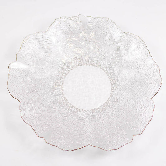 Cannes Glass Serving Bowl - Clear + Gold