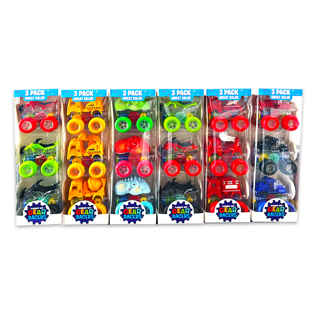 Toy Car Gear Racers Light Up Vehicle Assortment-3 Pack