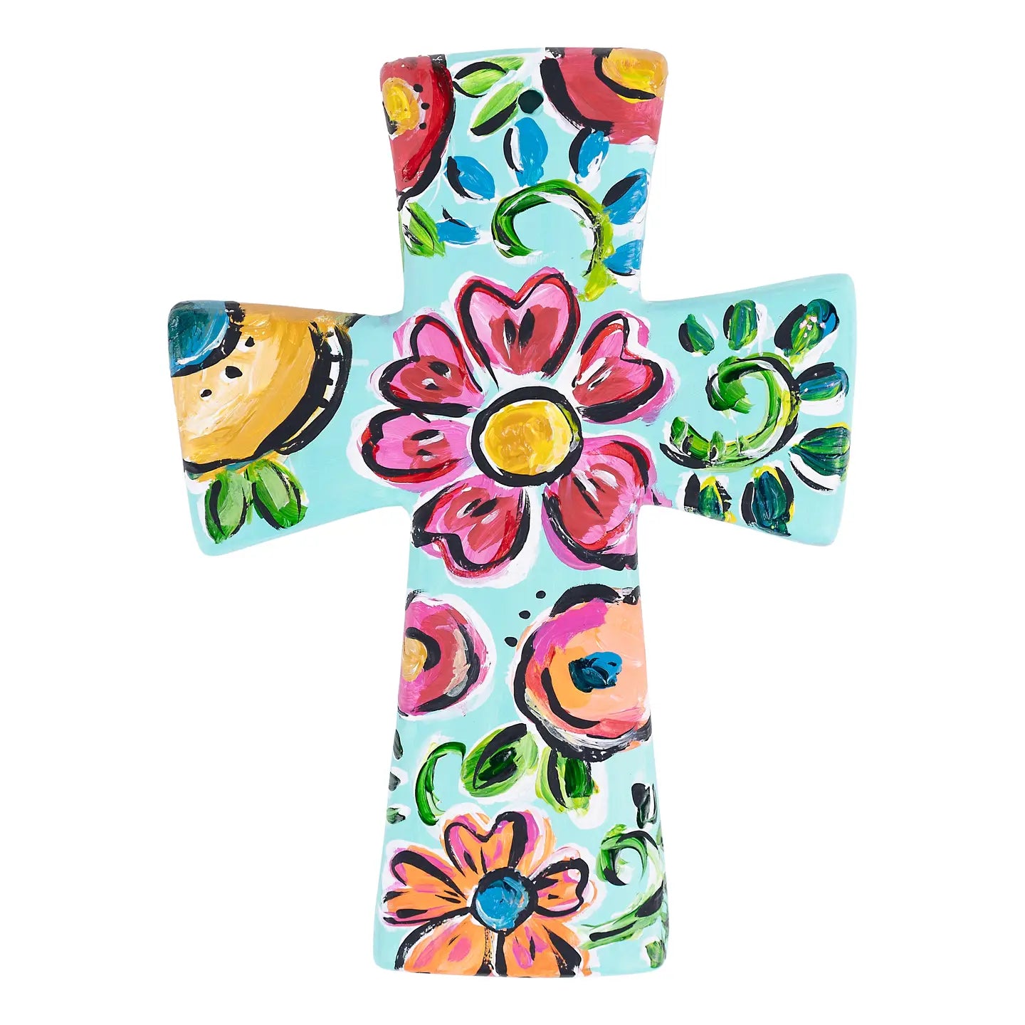 Turquoise Floral Cross