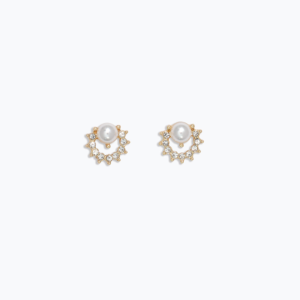 Pearls and Crystals in Gold Earrings