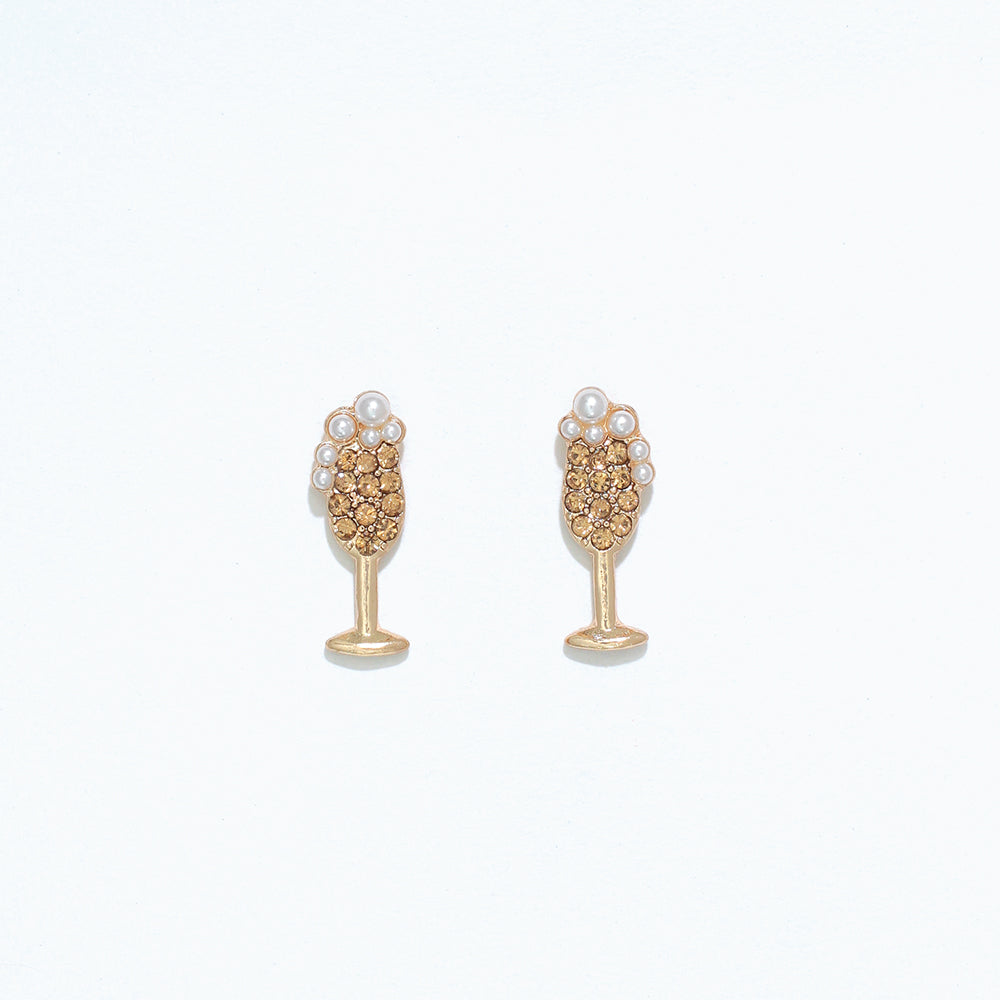 Gold Champagne Flute Earrings