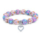 Kids Clay Beaded Stretch Charm Bracelets  |  Lt Purple & White