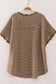 Mocha Stripe Scallop Trim Stripe Knit Top