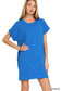 Cotton T-Shirt Dress W/ Pockets - Ocean Blue