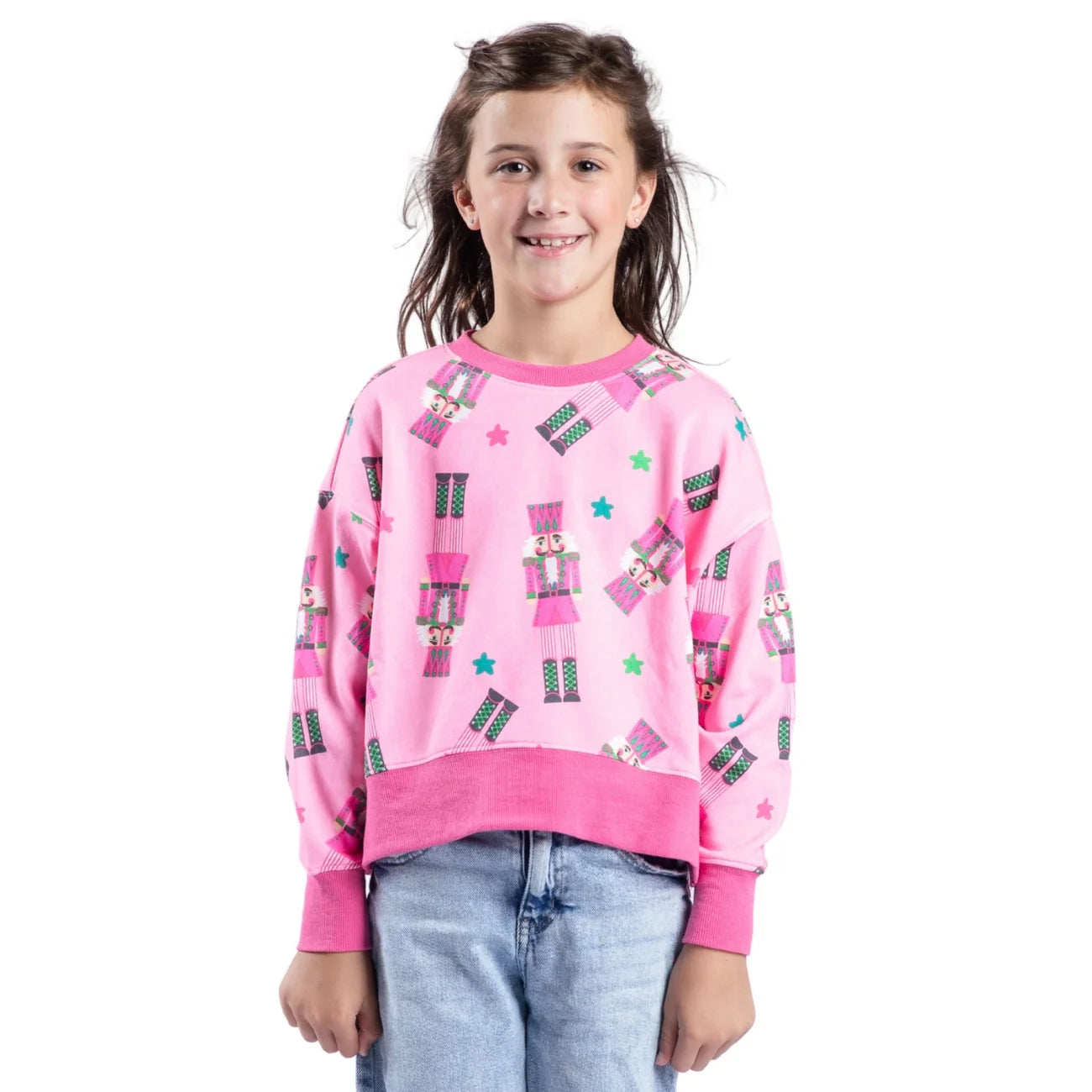 Kids Crackin’ Christmas Pink Crew Neck Sweatshirt