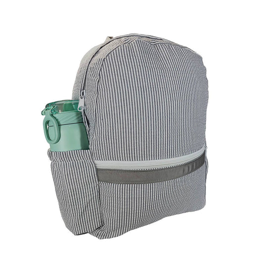 Grey Seersucker Medium Backpack w/ Pocket