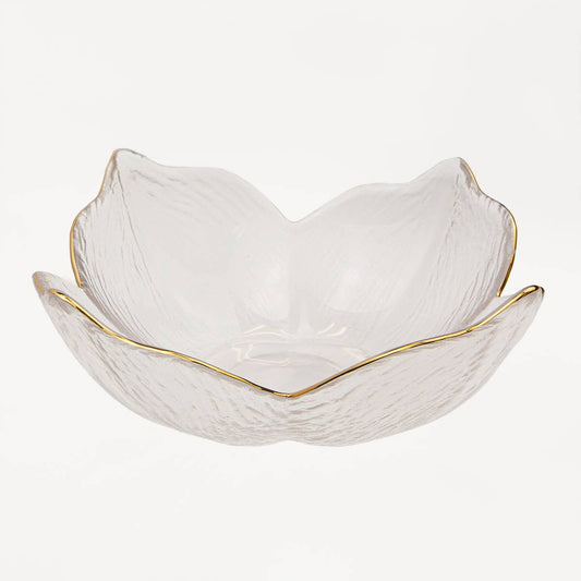Magnolia Glass Bowl - Clear + Gold