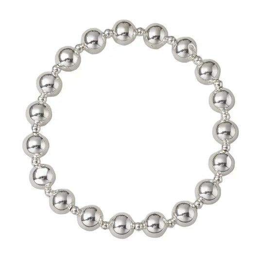 Silver Gold Plated Ball Beaded Stretch Bracelet