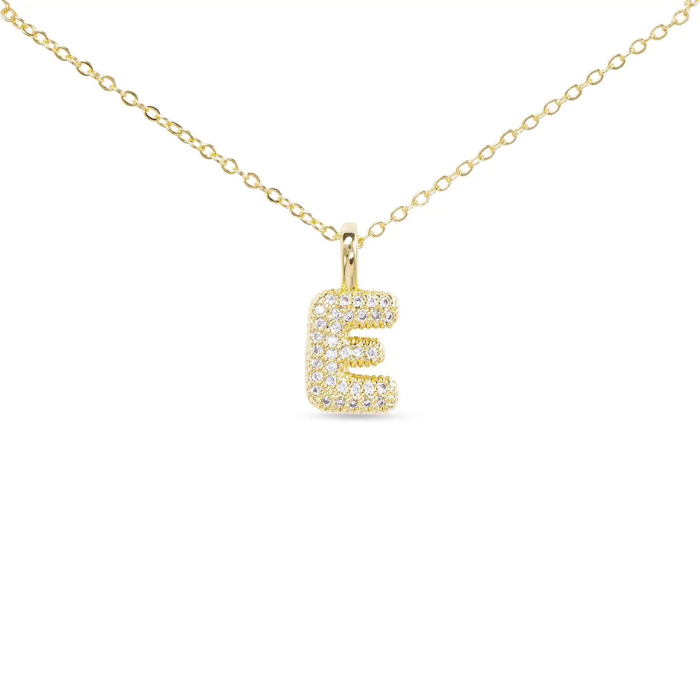 Gold CZ Large - Initial Necklaces