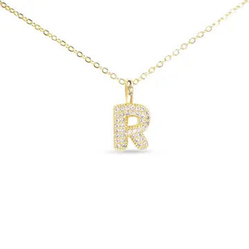 Gold CZ Large - Initial Necklaces