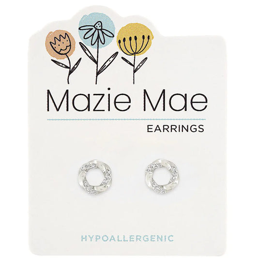Silver Twisted Loop Stud Earring