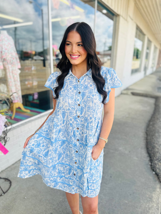 VINTAGE-INSPIRED FLORAL SHIRT DRESS