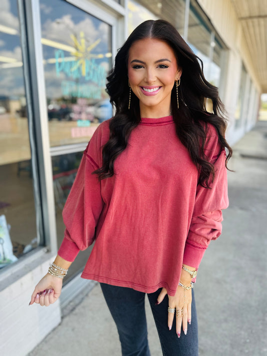 Rosewood Mineral Wash Oversized Top