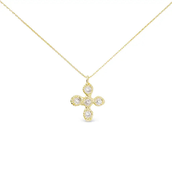Gold Clear Cross Necklace