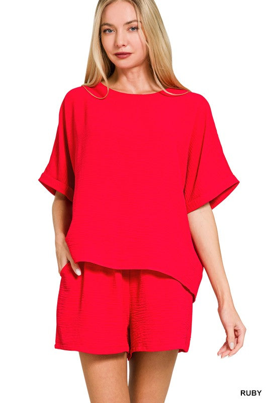 Airflow Top & Short Set - Ruby