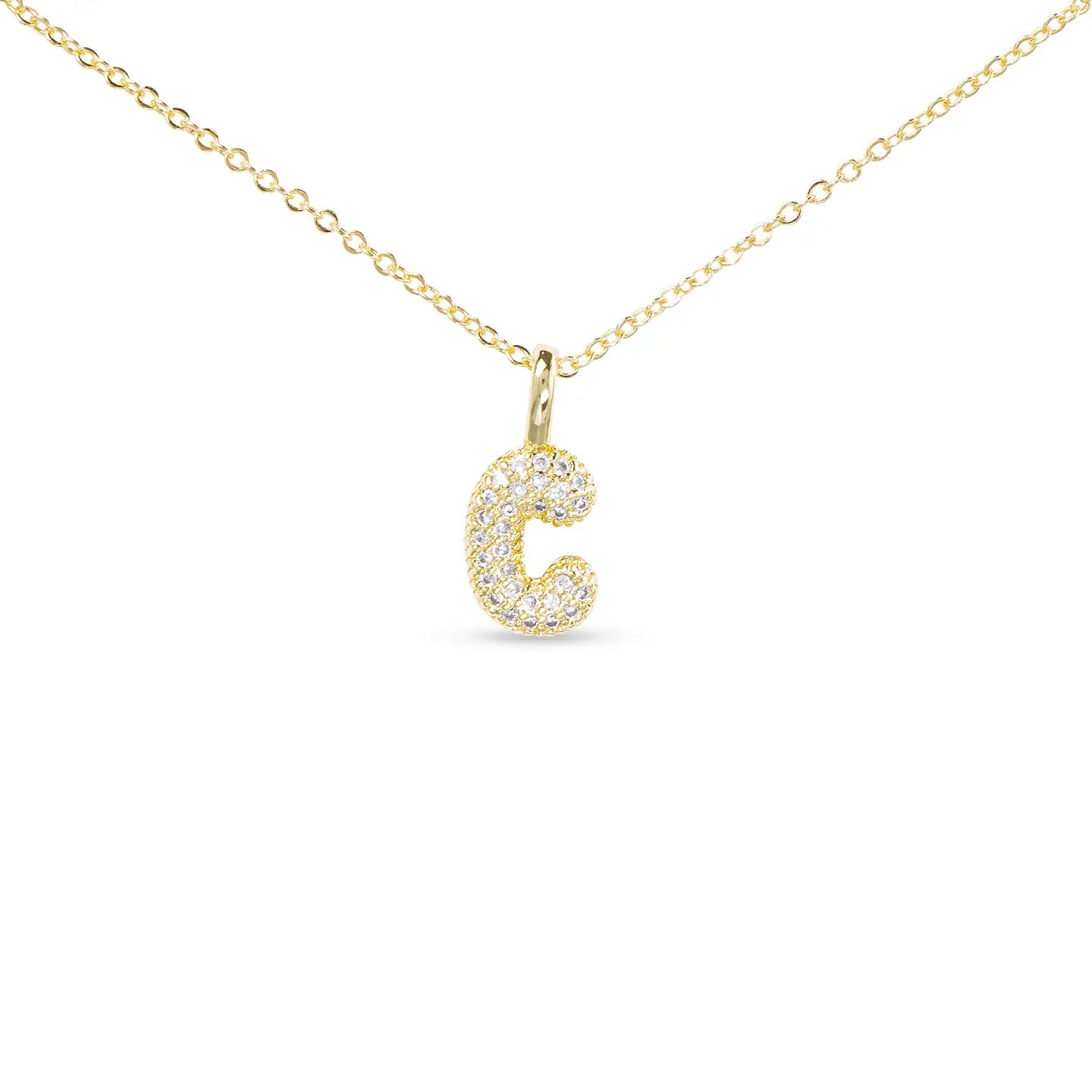 Gold CZ Large - Initial Necklaces