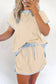 Colorblock T Shirt and Skort Set - Apricot