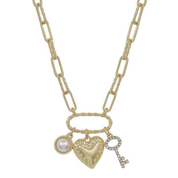 Gold Rhinestone Necklace & Earring Set