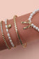 BOW PEARL RHINESTONE BAR STRETCH BANGLE SET