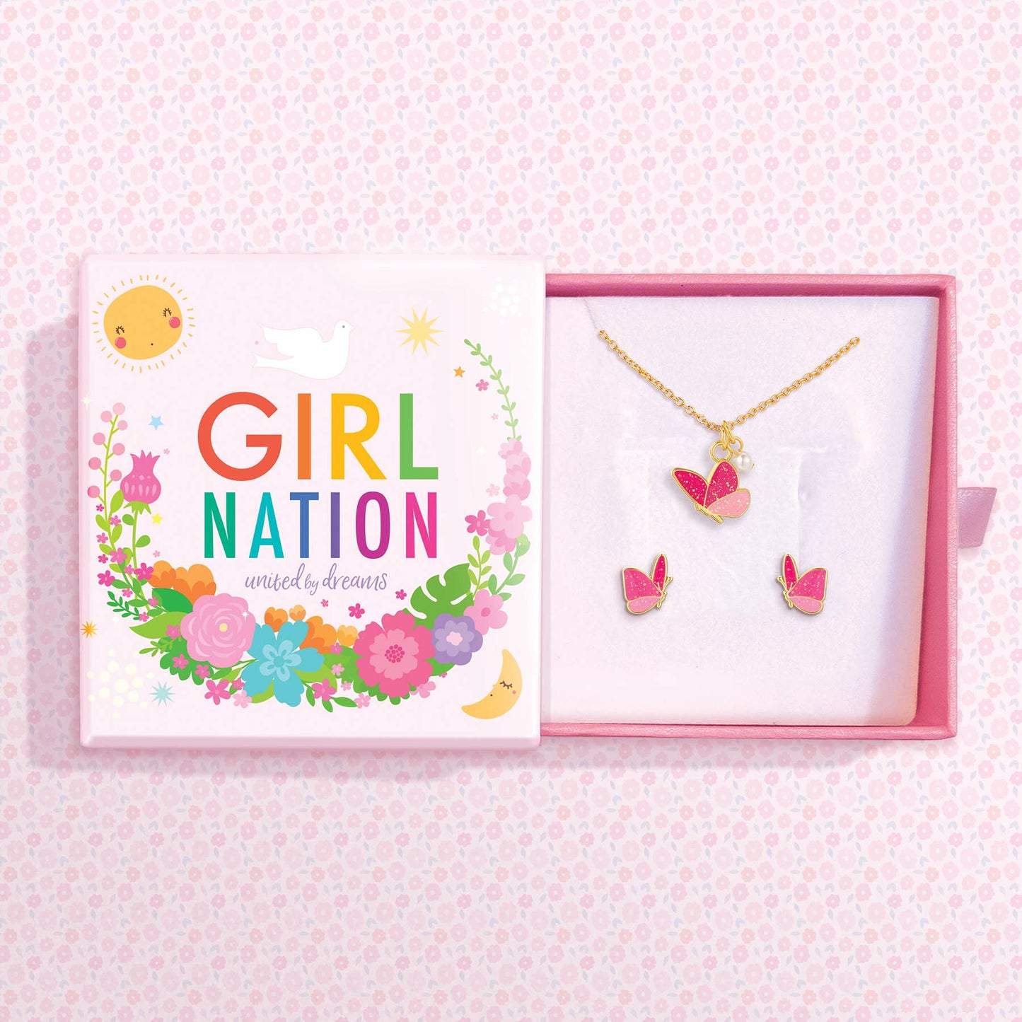 Sweet Petite Necklace and Studs Gift Set | Glitter Butterfly