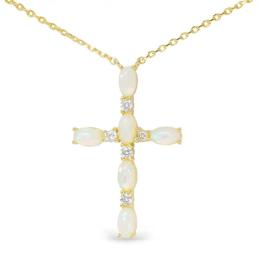 Gold Opal Cross Necklace