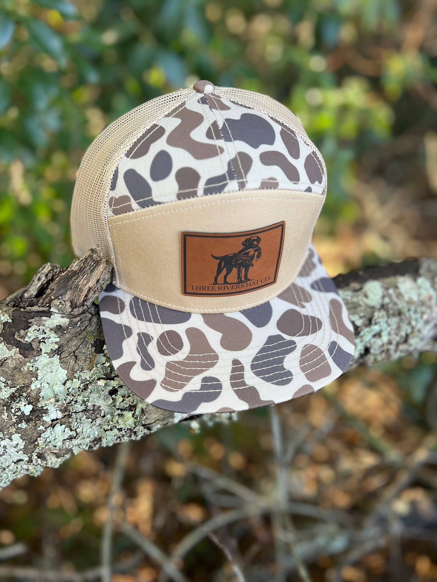 Duck Dog - “Old’s Cool” Camo Flatbill Snapback - Lost Hat Co. 7 panel: Old’s Cool Slough