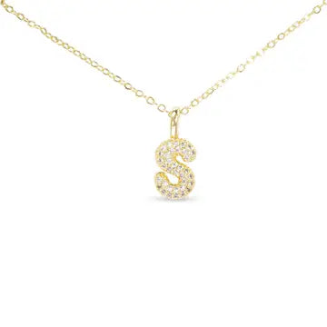 Gold CZ Large - Initial Necklaces