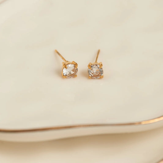 5MM Round Cubic gold Stud