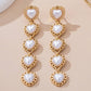 Pearl Heart Cascade Drop Earrings | GOLD