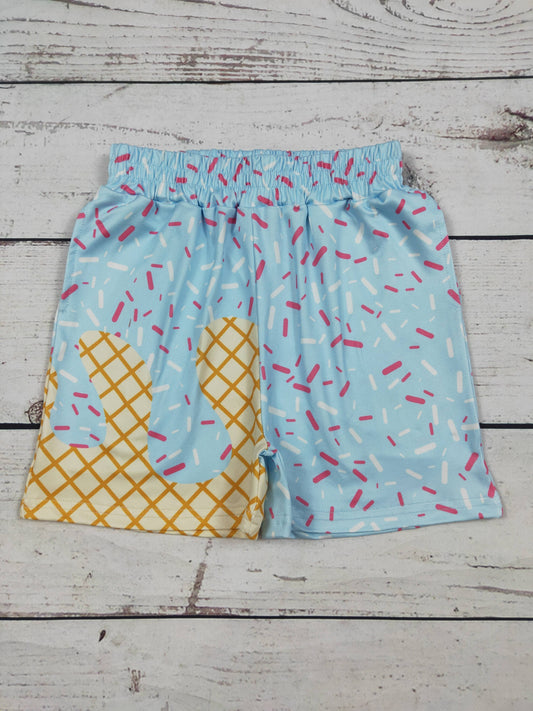 Light Blue - Boys Ice Cream Drip Printed Shorts With Pockets