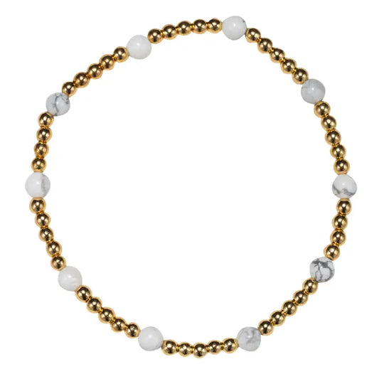 White Howlite Beaded Stretch Bracelet
