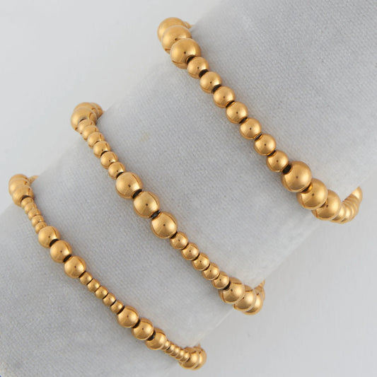 Gold Graduated Stretch Ball Bracelet