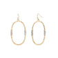 Gold Oval with Wire Wrap Earrings