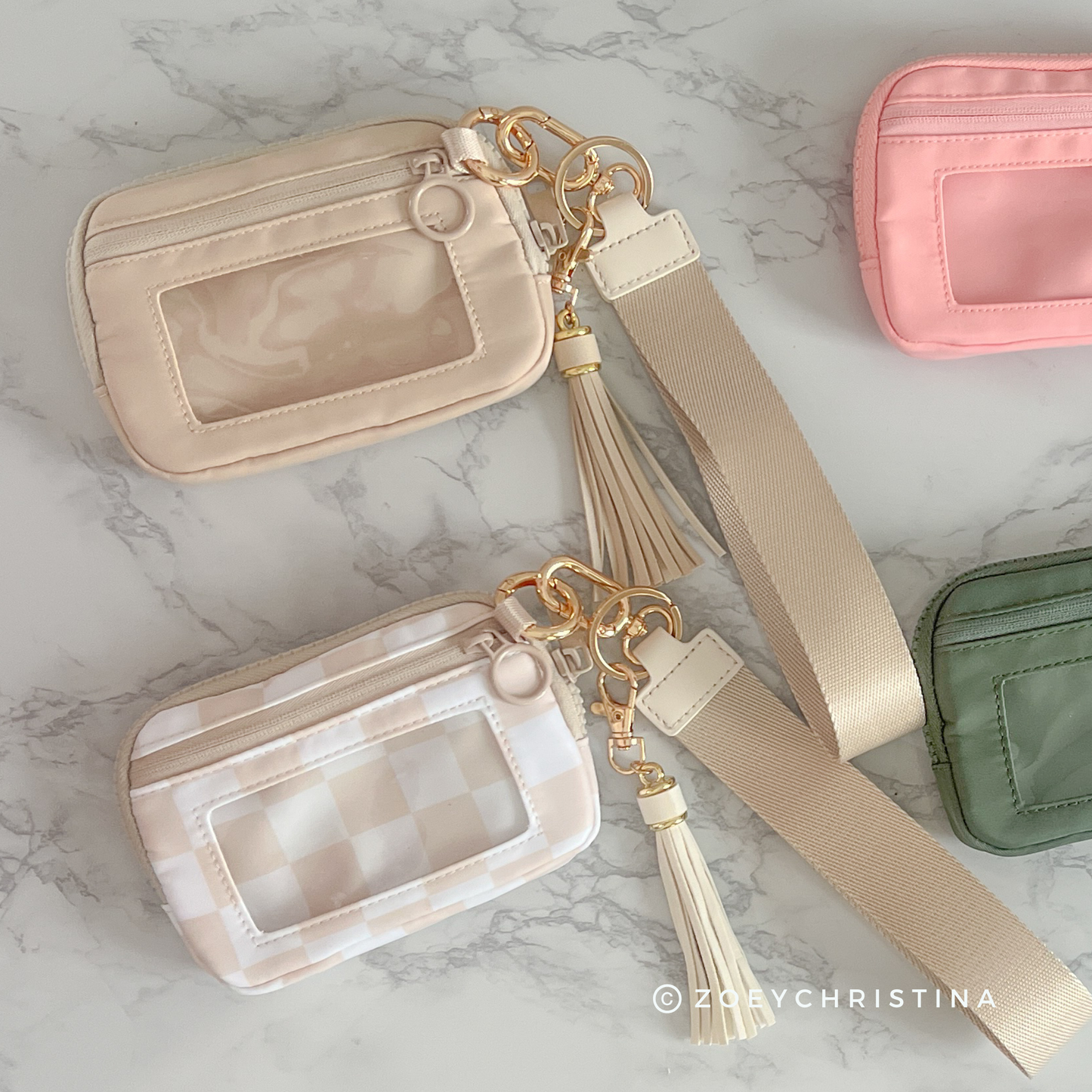 Tassel Zipper Wristlet Wallet  – Beige