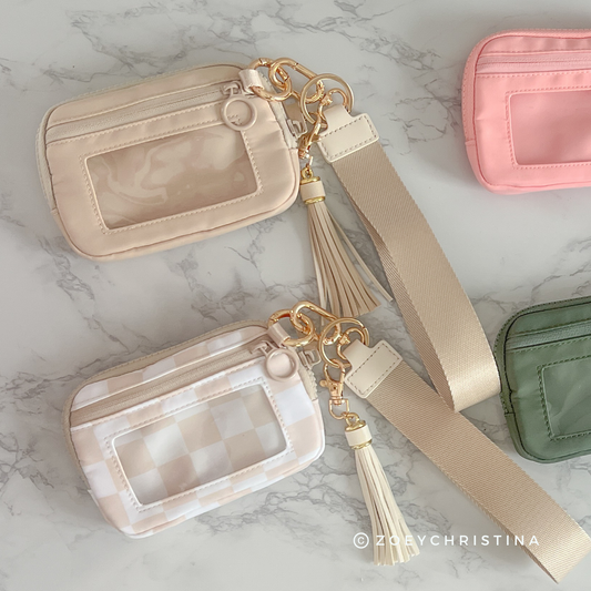 Tassel Zipper Wristlet Wallet  – Beige