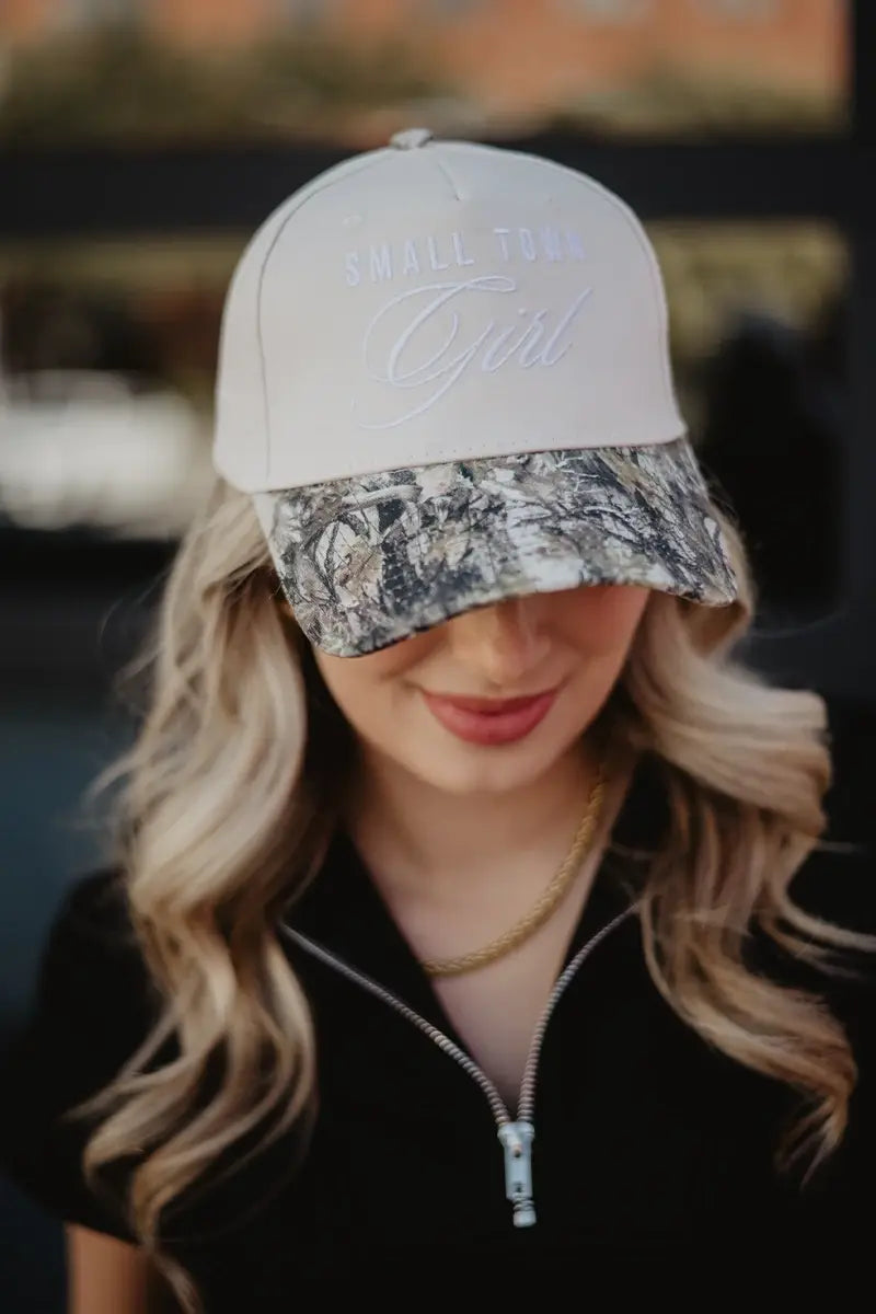 Small Town Girl Trucker Vintage Hat Grad Gift: Pink and Light Pink Stripe