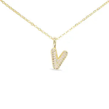 Gold CZ Large - Initial Necklaces