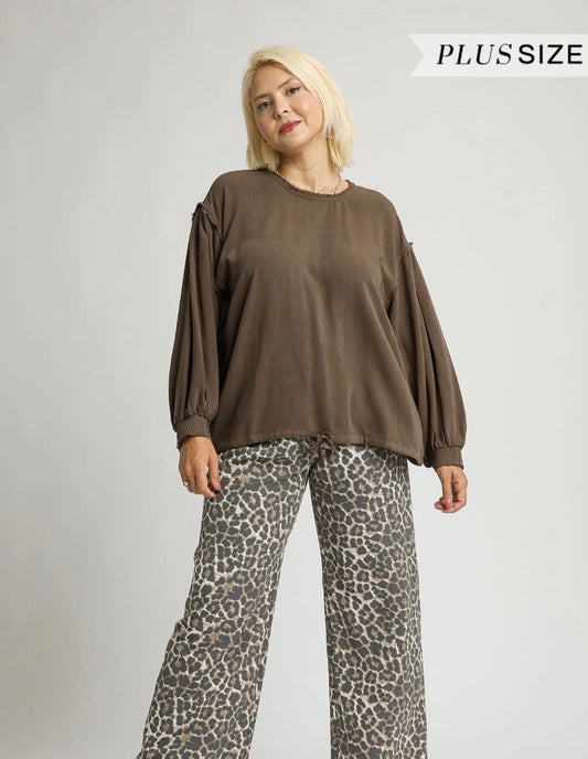 Ash Brown Long Sleeve Top