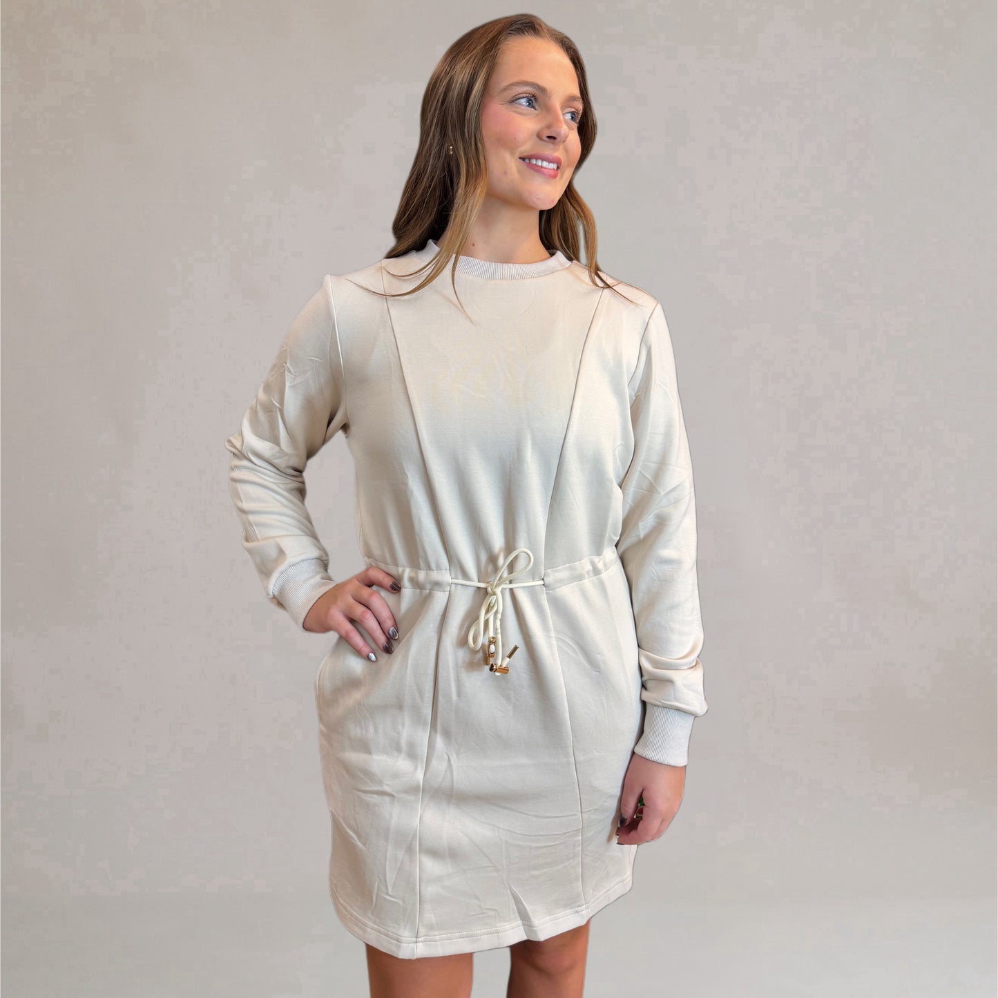 Ecru Butterfly Soft Knit Mini Dress
