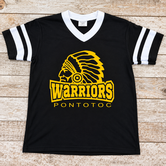 Youth Warrior Head Jersey Black W/ White Trim