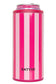 Pink and Hot Pink Striped Slim Can Cooler: Pink and Hot Pink