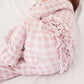 Rosey Gingham Peter Pan Collar Ruffle Zipper Footie