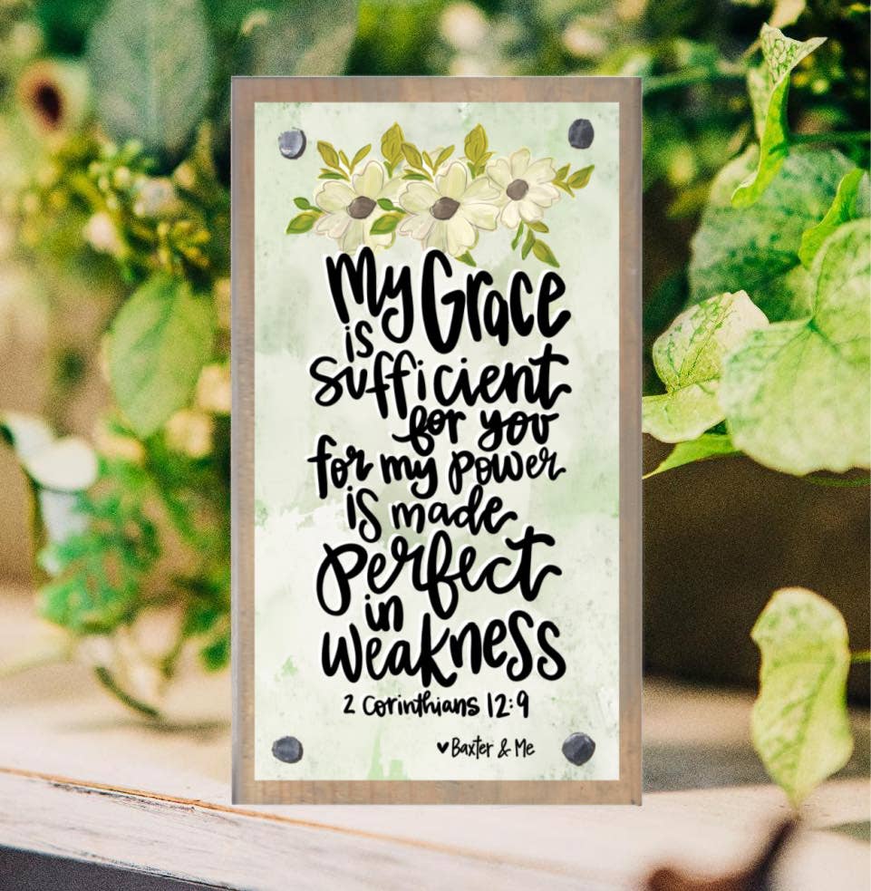 Grace is Sufficient Driftwood Happy Block