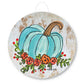 Blue Floral Pumpkin Door Hanger